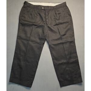 Inserch Italy Mens 100% Linen Dress Pants Size 45x28 Black Pleated Trousers